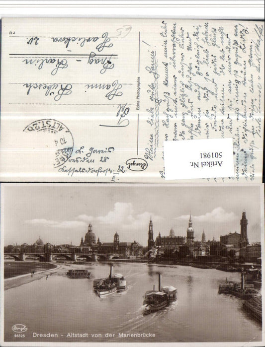 501981,Dresden Teilansicht von d. Marienbrücke Dampfer pub Stengel 46525