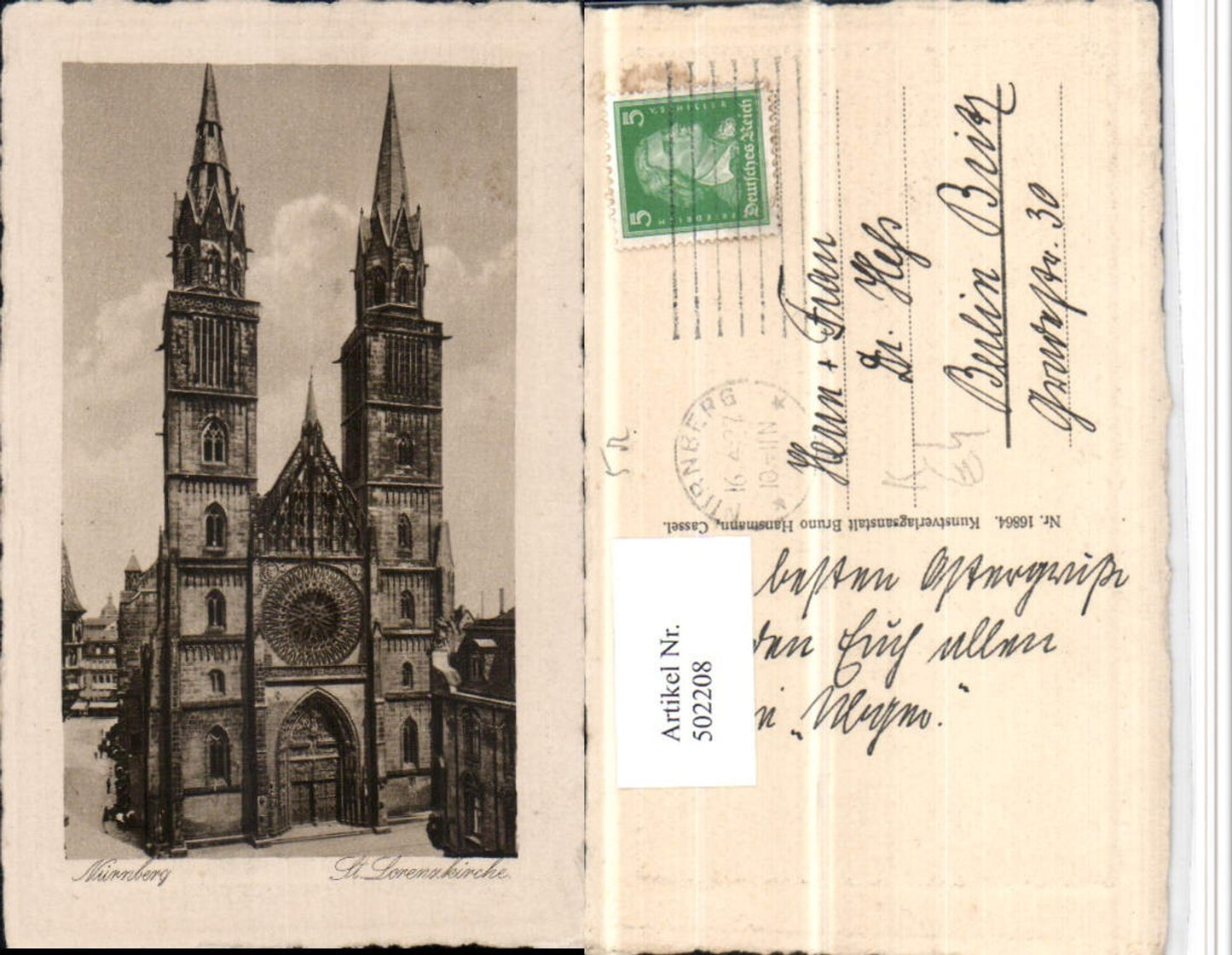 502208,Künstler AK Nürnberg St. Lorenzkirche Kirche