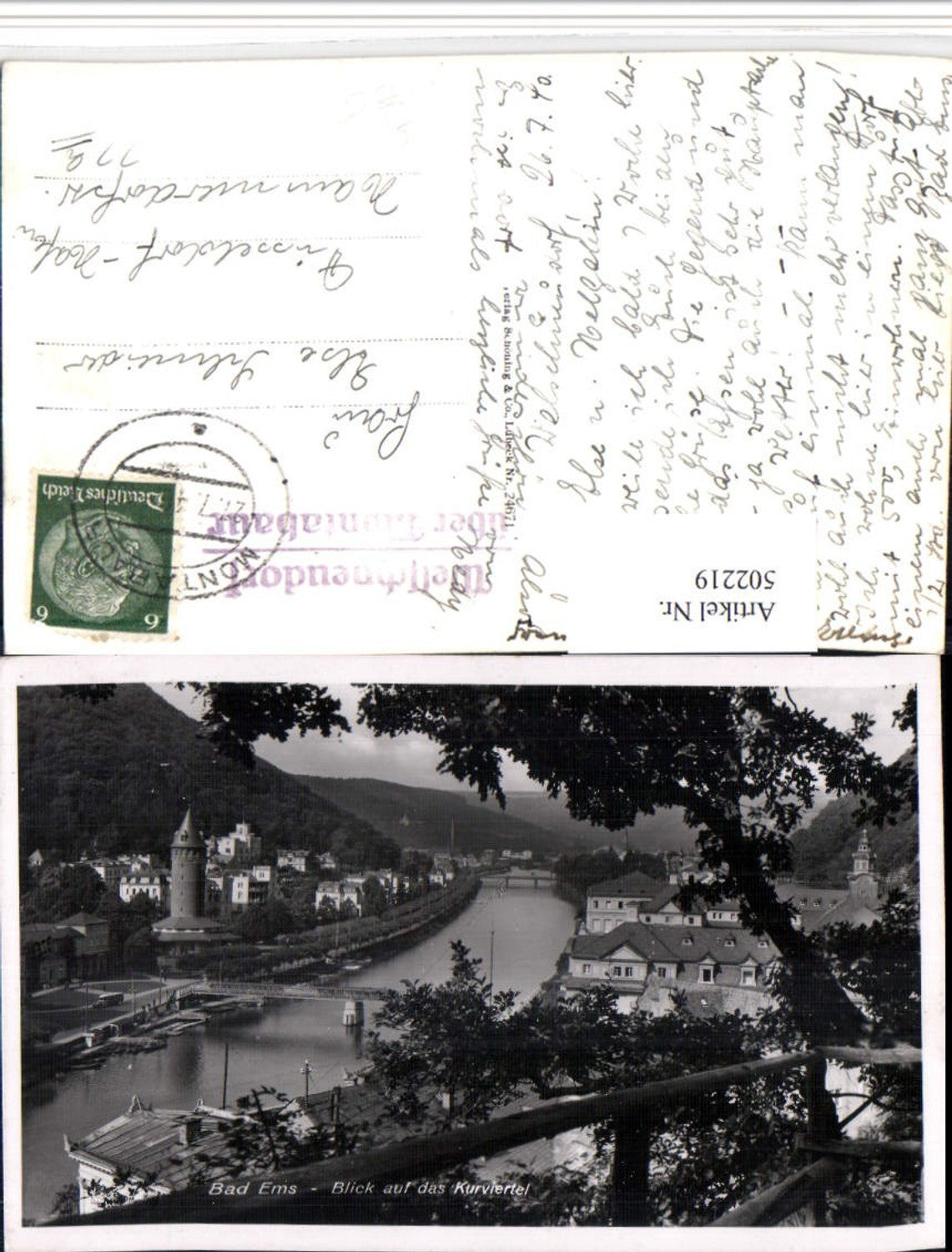 502219,Bad Ems Blick auf das Kurviertel Brücke Posthilfstempel Welschneudorf