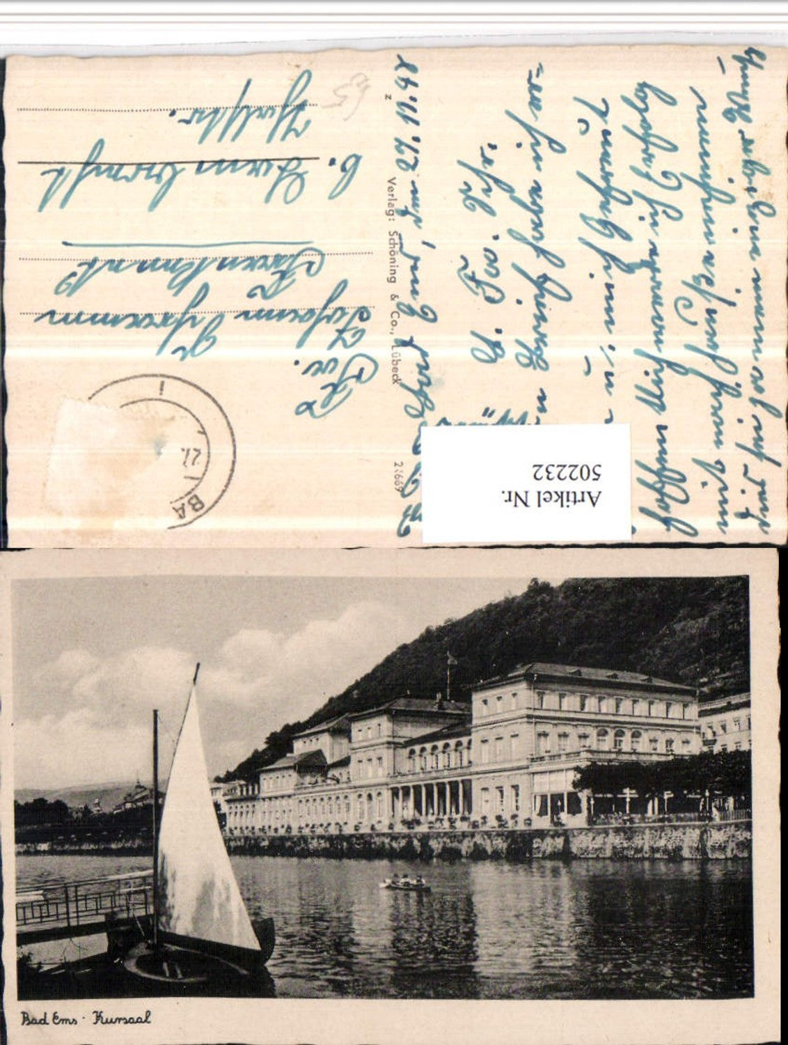 502232,Bad Ems Kursaal Fluss Segelboot
