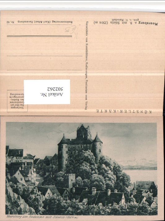 502262,Künstler AK V. Marschall Meersburg am Bodensee Schloss m. Säntis