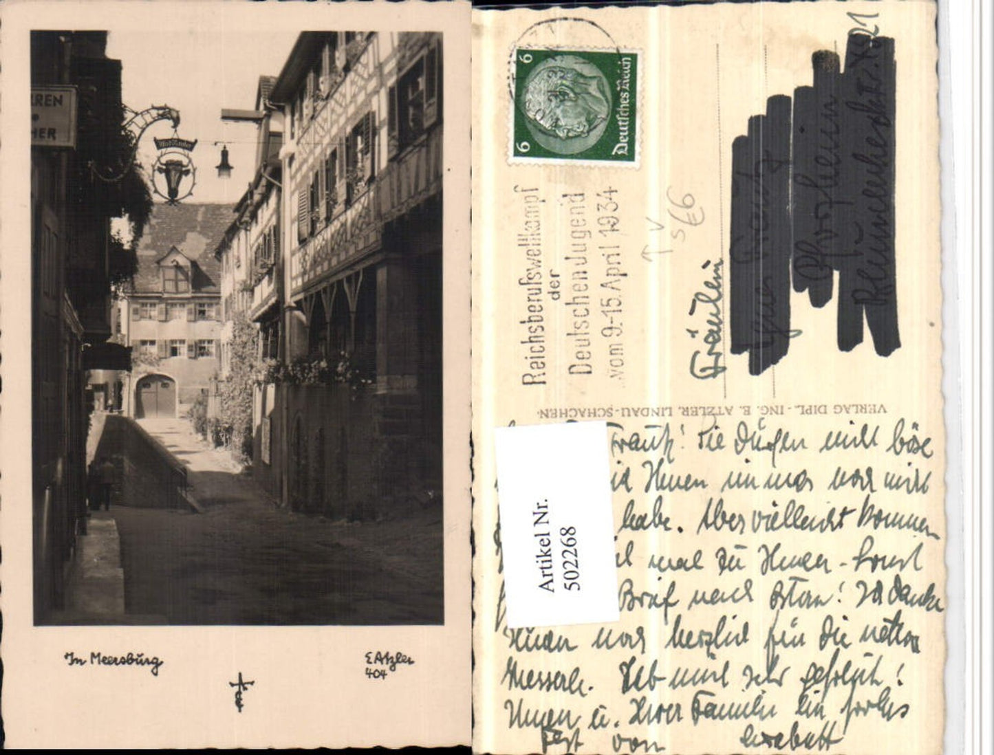 502268,Meersburg Gasse pub E. Atzler 404 Reichsberufswettkampf 1934