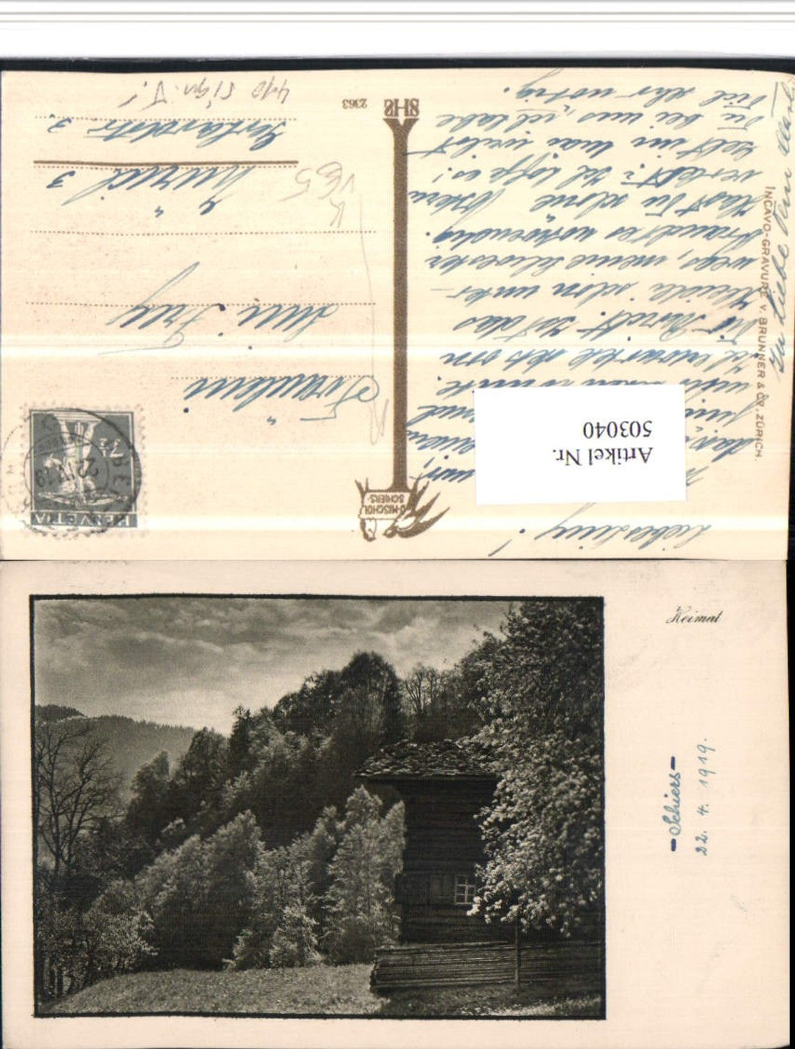 503040,Fotokunst D. Mischol Schiers 2363 Heimat Hütte Wald pub Brunner & Co