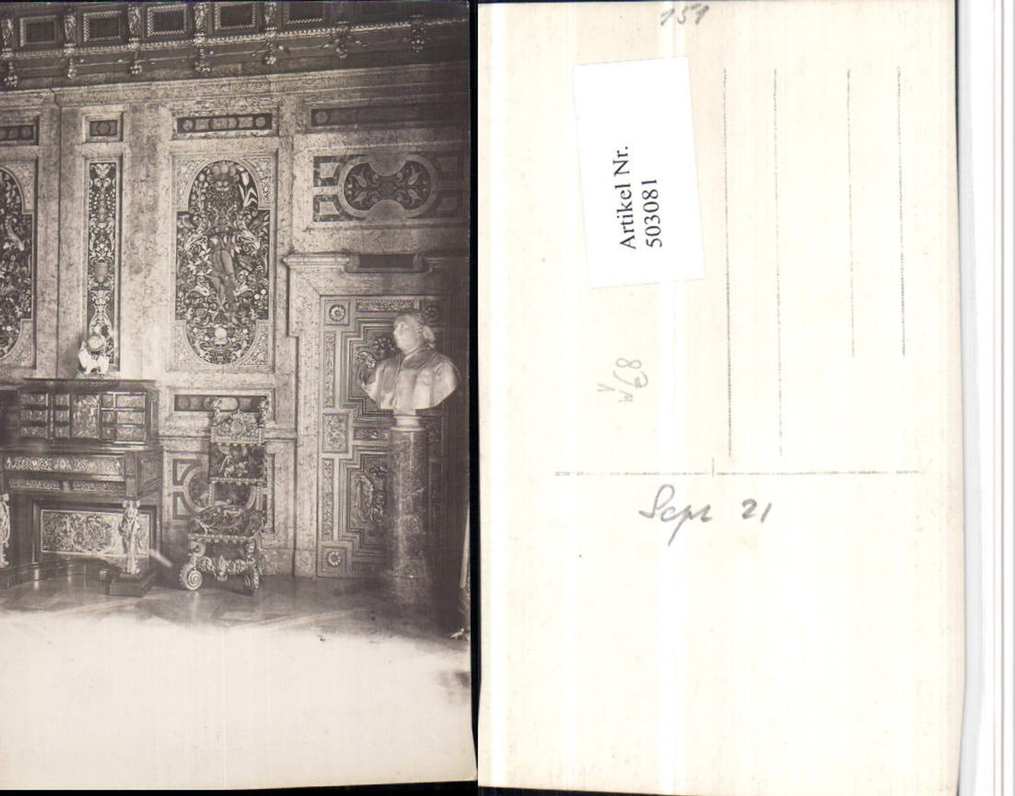 503081,Fotokunst G. Pettendorfer München Schloss Ansbach Büste Stuhl