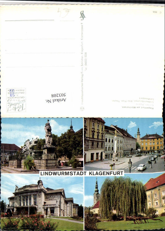 503208,Klagenfurt am Wörthersee Lindwurm-Brunnen Theater Park Mehrbildkarte