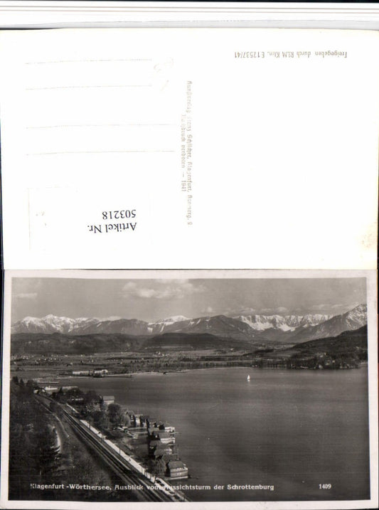 503218,Klagenfurt am Wörthersee Ausblick Bergkulisse pub F. Schilcher 1409