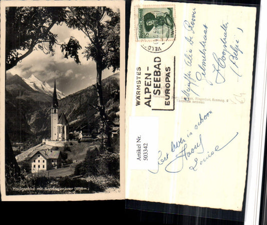 503342,Heiligenblut Kirche m. Großglockner Bergkulisse pub F. Schilcher 1203