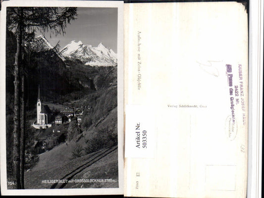 503350,Heiligenblut Totale Kirche m. Großglockner Bergkulisse