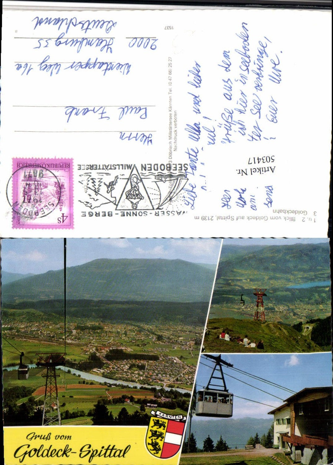 503417,Spittal an d. Drau Totale Goldeck Seilbahn Mehrbildkarte