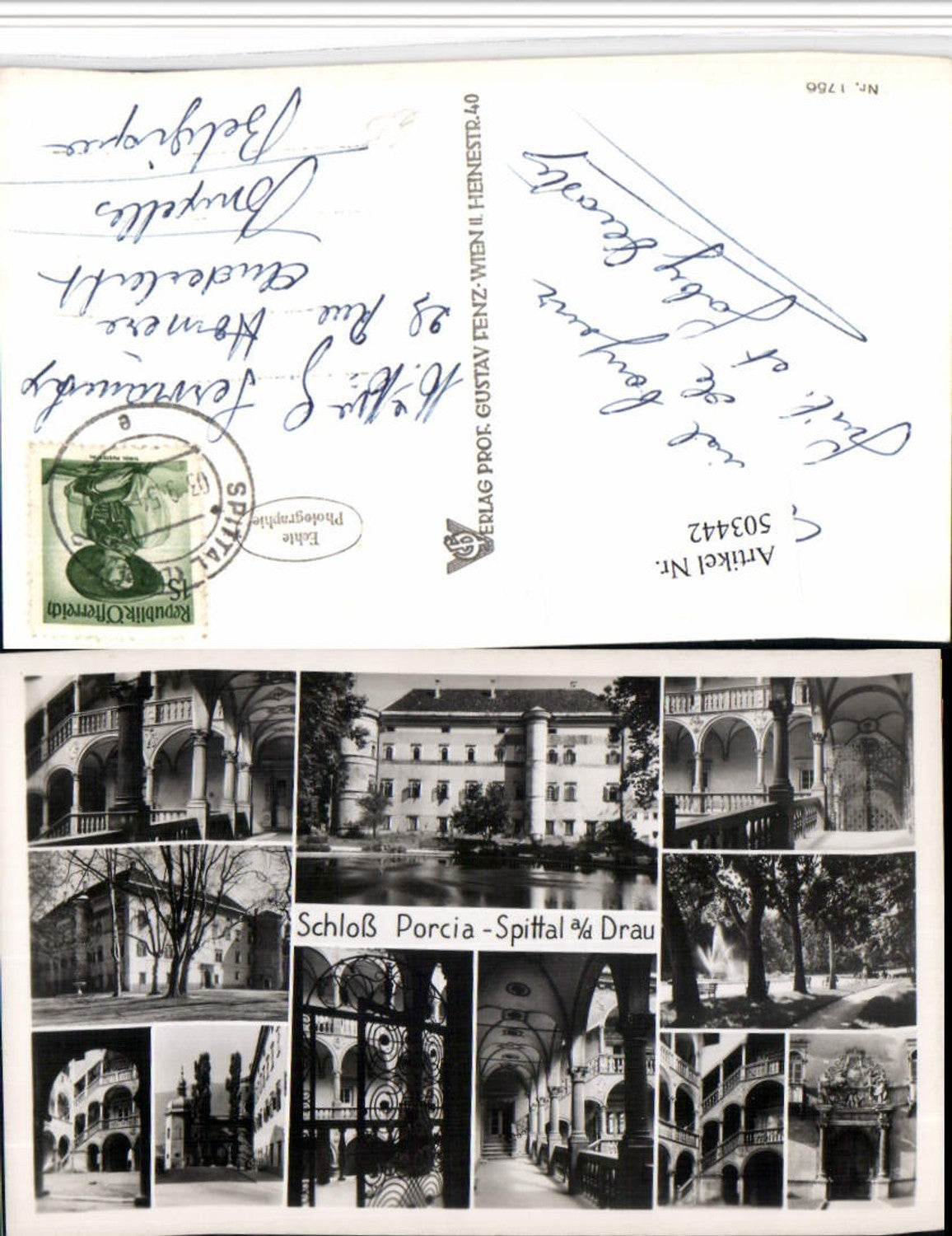 503442, Spittal an der Drau, Porcia Castle, Courtyard, Gate, Multi-view postcard