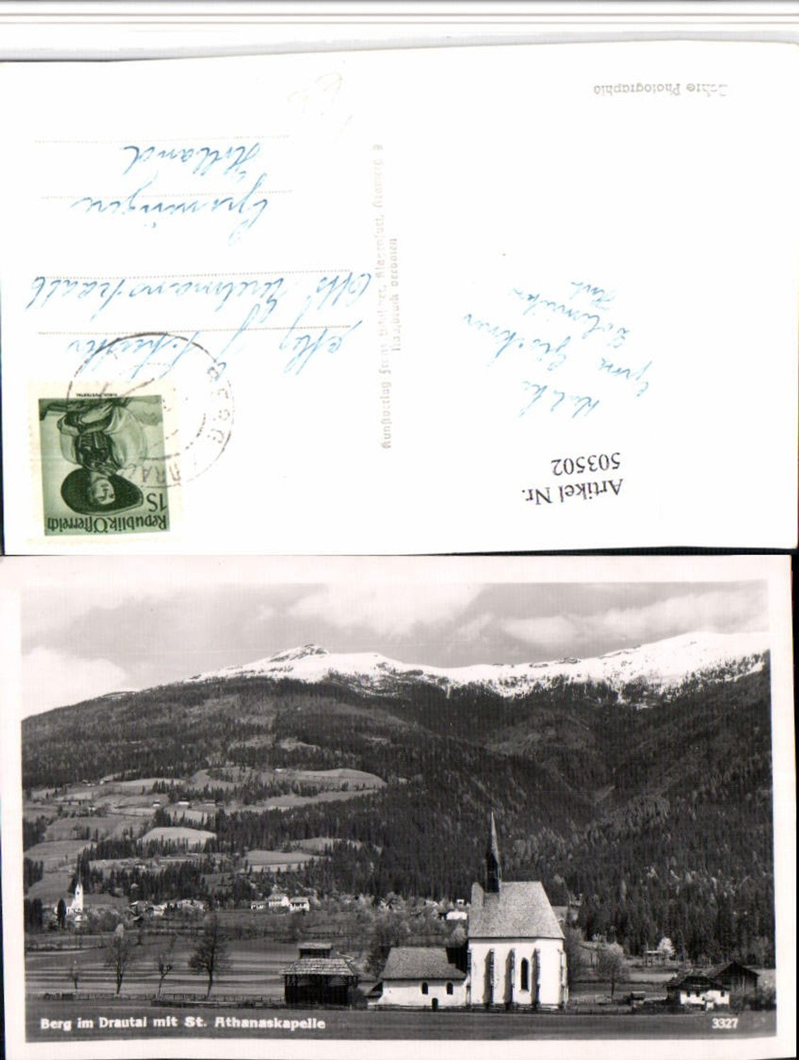 503502,Berg im Drautal Totale St. Athanaskapelle Bergkulisse pub F. Schilcher 3327