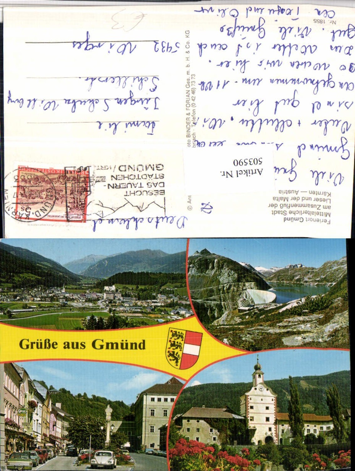 503590,Gmünd Totale Straßenansicht Stausee Damm Mehrbildkarte