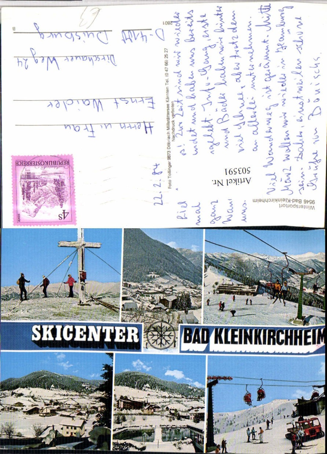 503591,Bad Kleinkirchheim Totale Sessellift Gipfelkreuz Mehrbildkarte