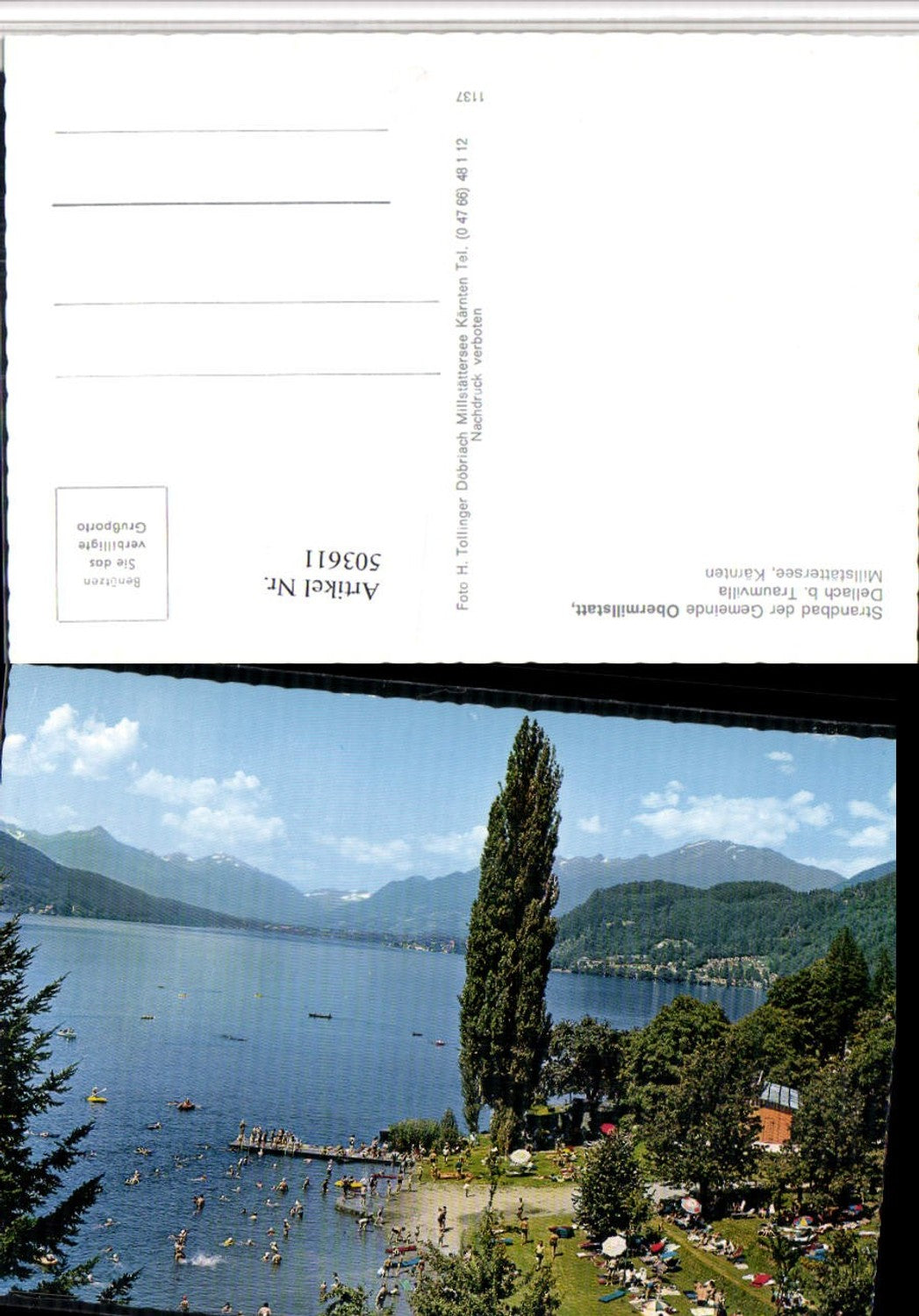 503611,Dellach Obermillstatt am Millstättersee Strandbad Bergkulisse