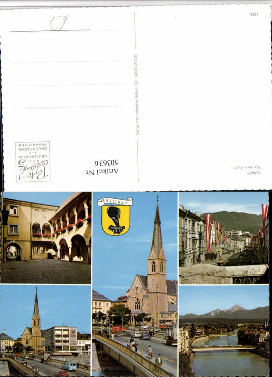 503636,Villach Teilansicht Brücken Kirche Arkaden Mehrbildkarte