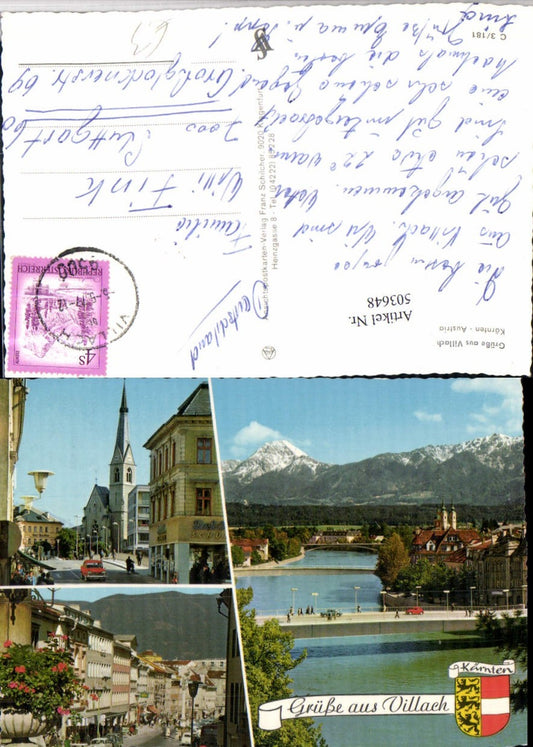 503648,Villach Teilansicht Brücke Kirche Mehrbildkarte