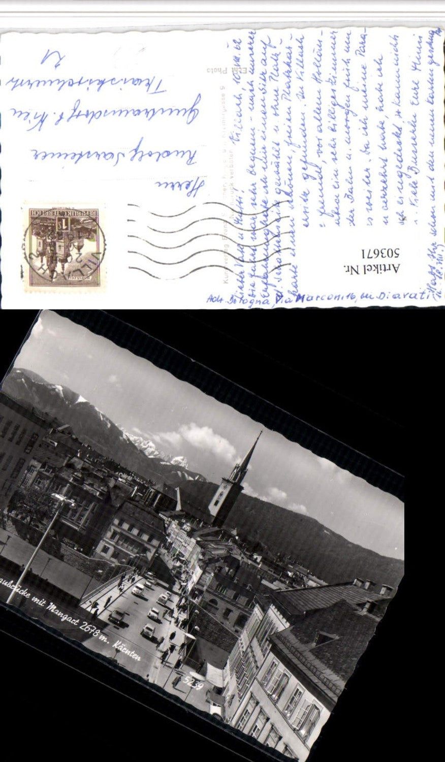 503671,Villach Teilansicht Draubrücke Brücke m. Mangart Bergkulisse