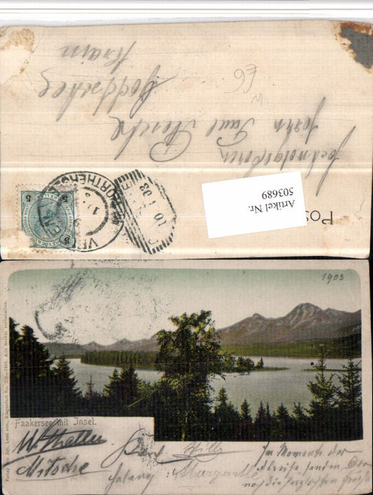 503689,Faakersee See b. Faak m. Insel Bergkulisse