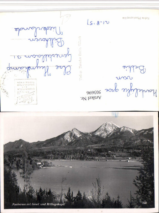 503696,Faakersee See b. Faak m. Insel u. Mittagskogel Bergkulisse