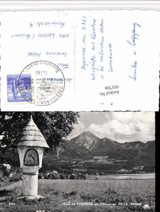 503706,Egg am Faakersee Bildstock m. Mittagskogel Bergkulisse