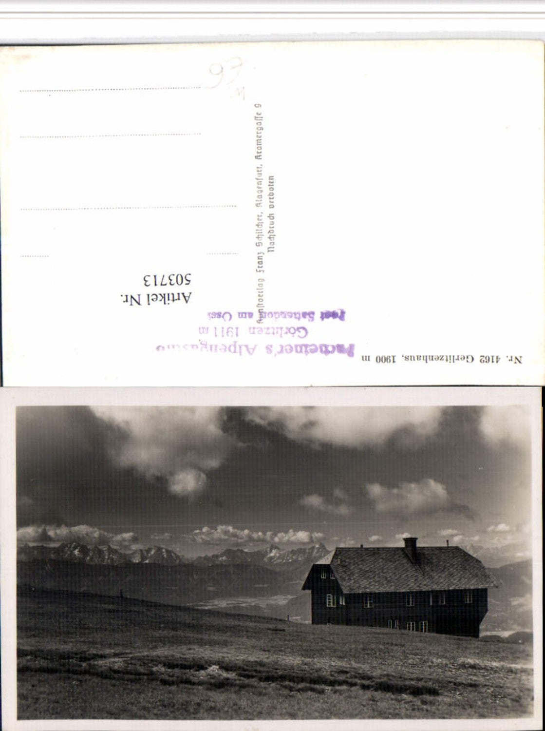 503713,Gerlitzenhaus Berghütte b. Sattendorf Arriach Bergkulisse
