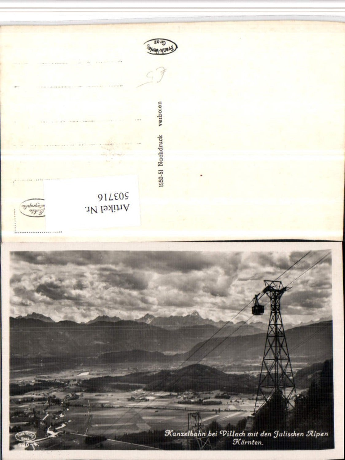 503716,Kanzelbahn Seilbahn b. Villach m. Julische Alpen Bergkulisse