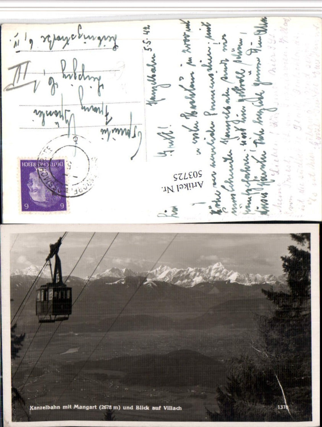 503725,Kanzelbahn Seilbahn b. Villach m. Mangart Bergkulisse