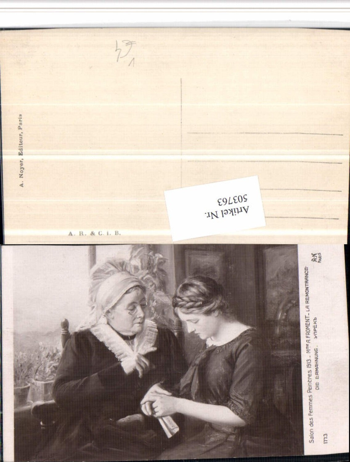 503763,Künstler AK A. Froment Die Ermahnung Mutter Tochter pub A. Noyer 1773