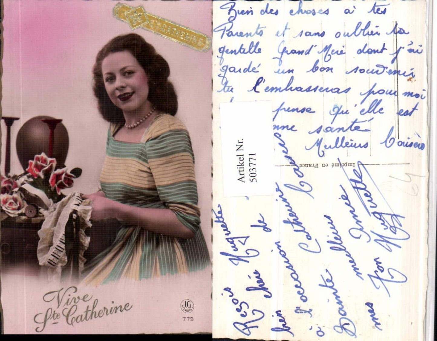 503771,Vive Ste Catherine Frau Portrait Sticken