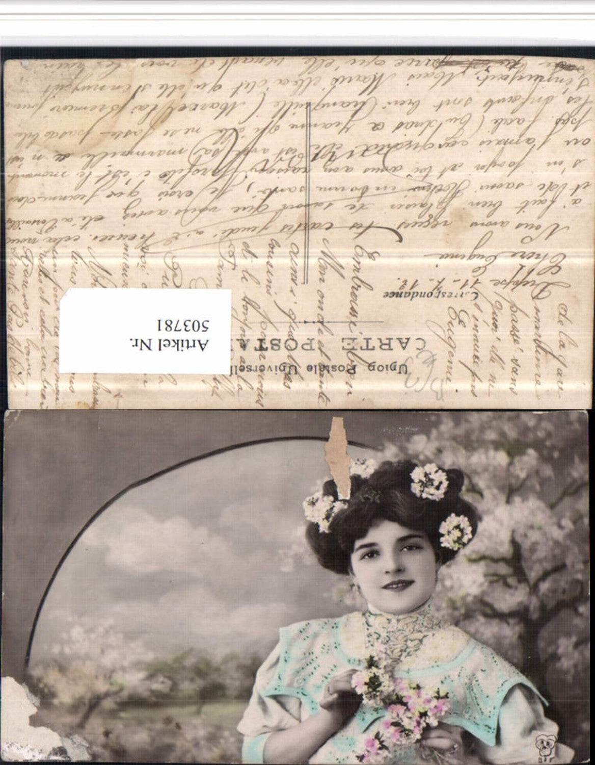 503781,Frau Portrait Blumen Haarschmuck