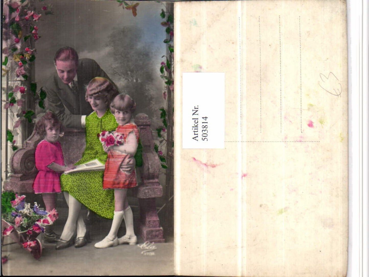 503814,Gruppe Familie Kinder Blumen