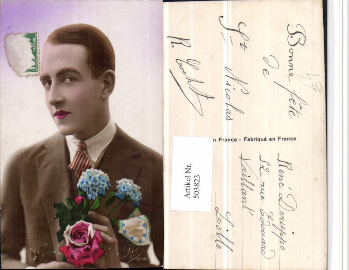 503823,Mann in Anzug Portrait Blumen pub Leo Paris 808