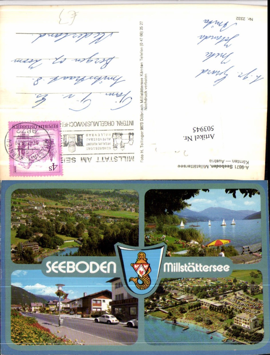 503945,Seeboden am Millstättersee Totale Strandbad Mehrbildkarte
