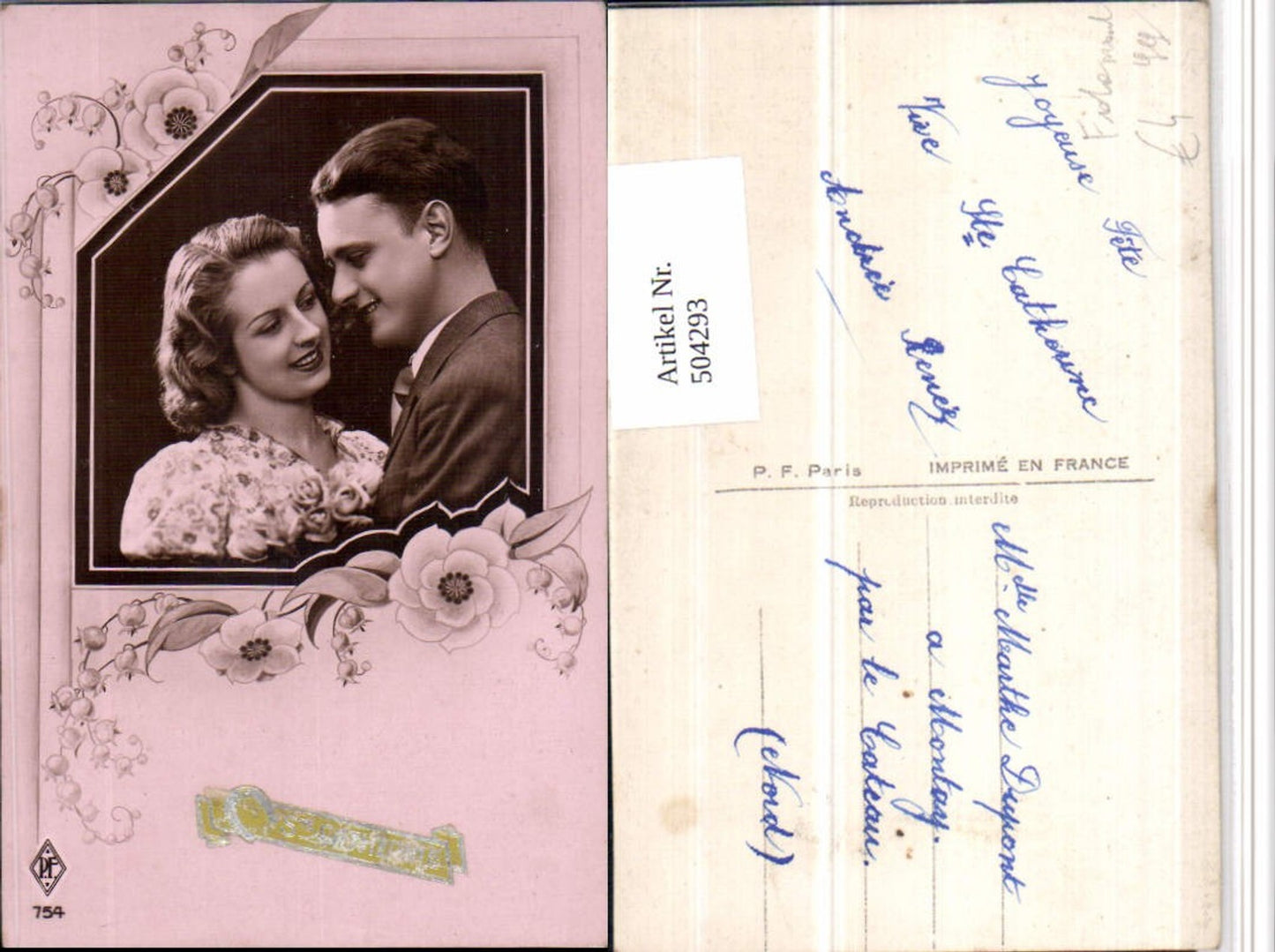 504293,Ste Catherine Fotomontage Liebe Paar Passepartout Blumen