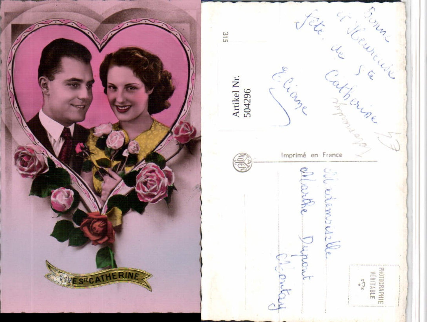 504296,Ste Catherine Fotomontage Liebe Paar Passepartout Herz Rosen