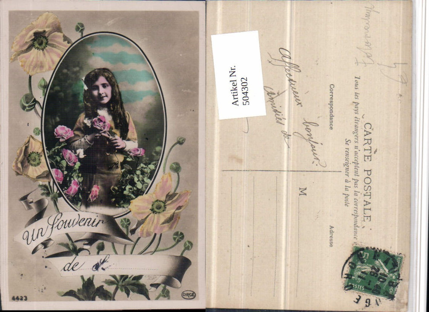 504302,Fotomontage Kind Mädchen Passepartout Blumen