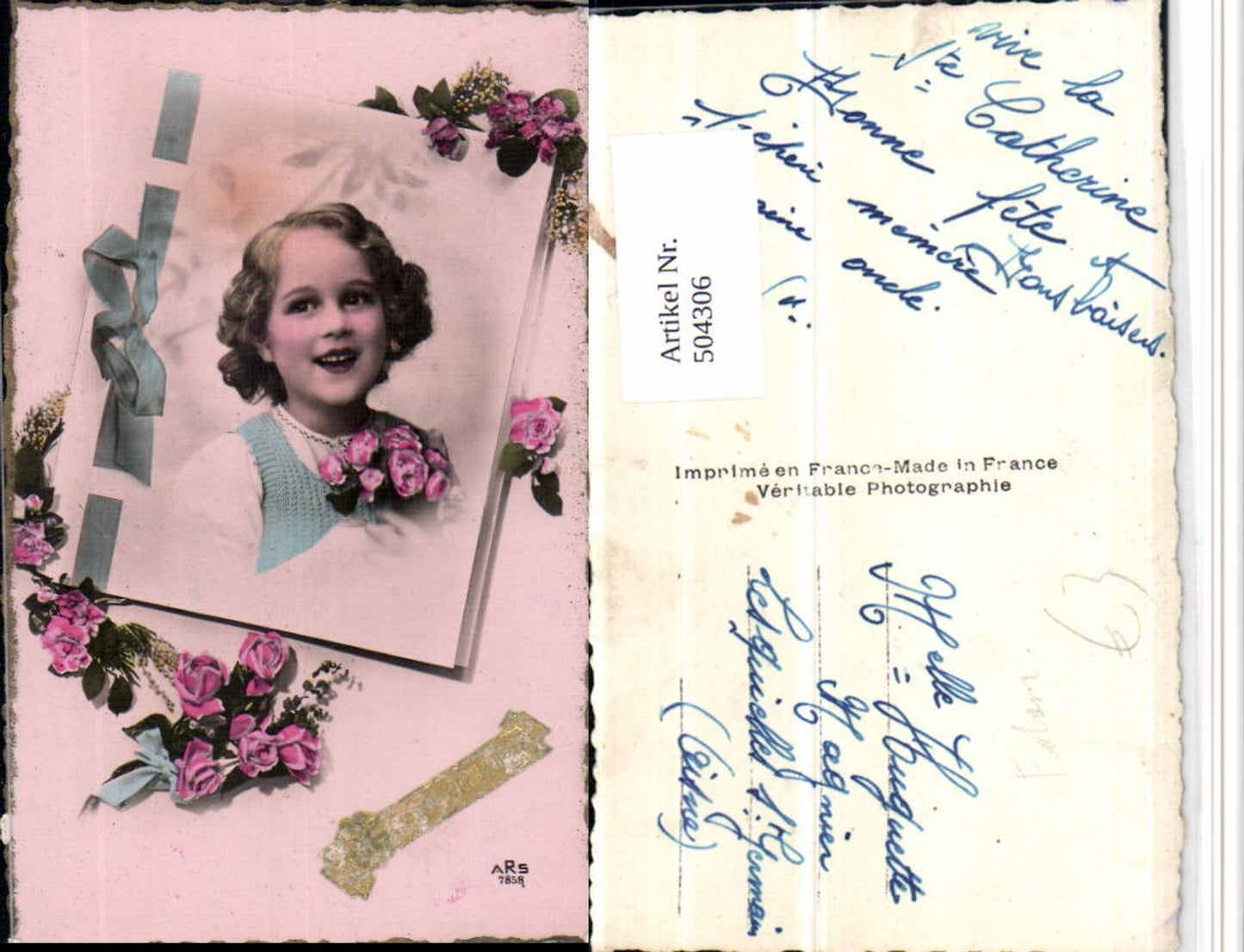 504306,Fotomontage Kind Portrait Passepartout Buch Rosen