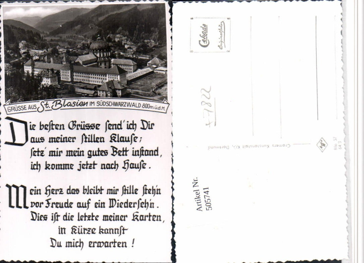 505741,St. Blasien im Schwarzwald Totale Kloster Gedicht Text