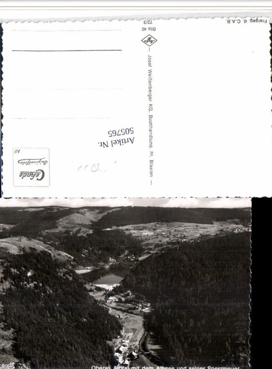 505765, St. Blasien in the Black Forest, Upper Alb Valley with Albsee Dam