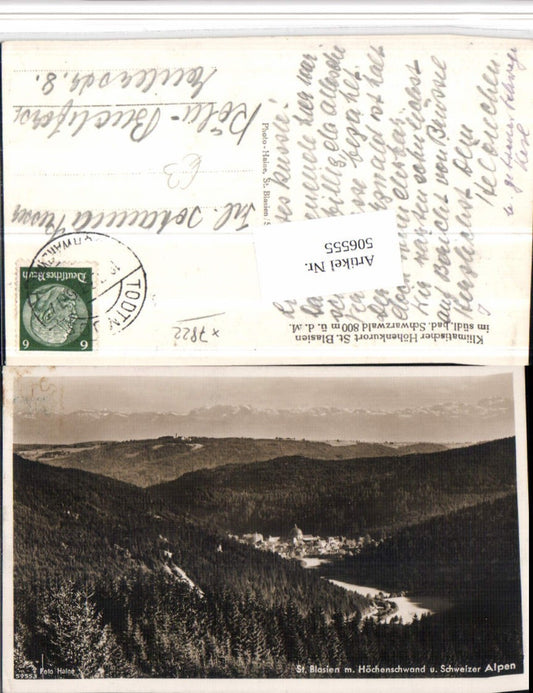 506555, St. Blasien in the Black Forest, panoramic view with Swiss Alps mountain scenery