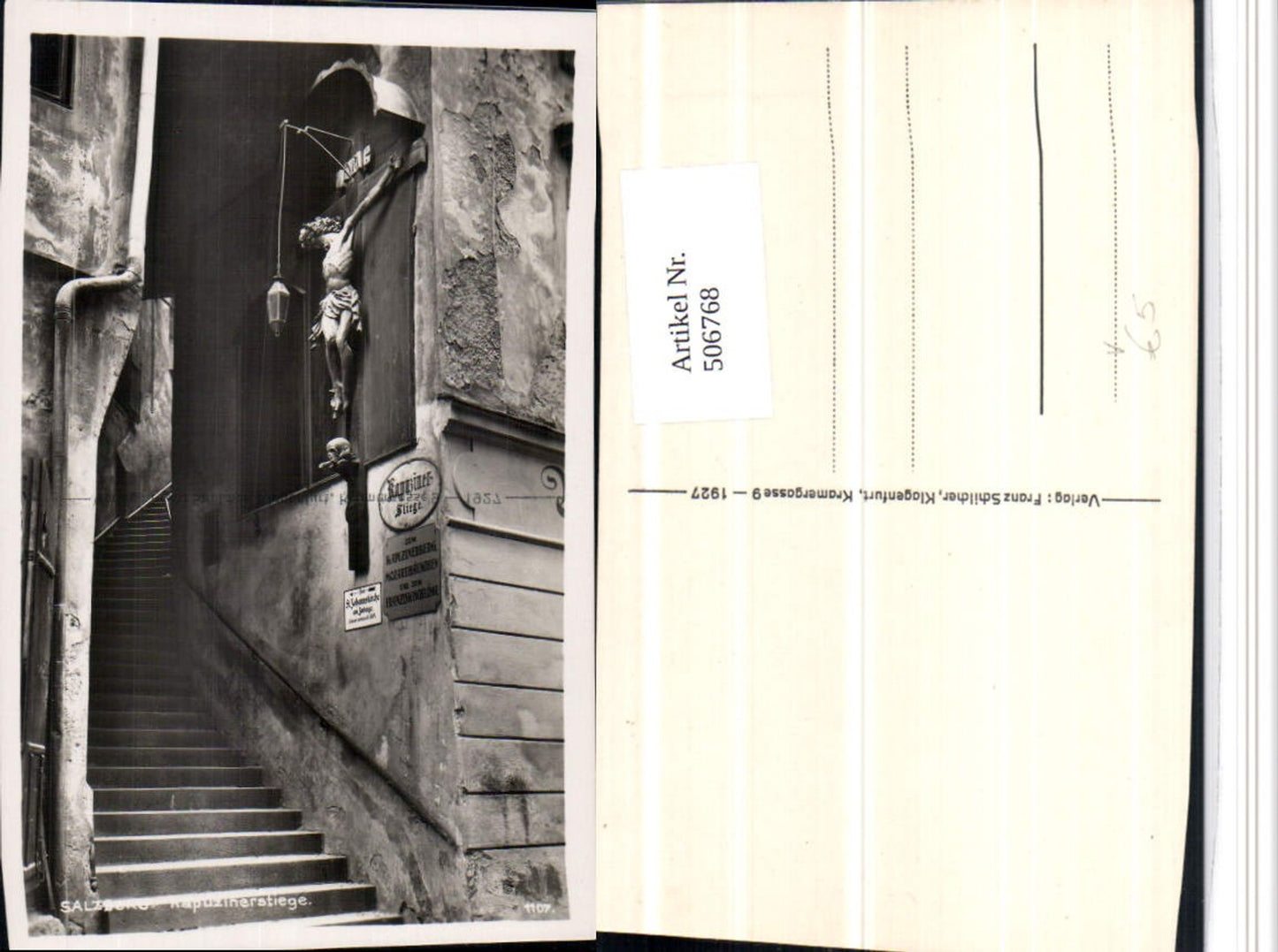506768,Salzburg Kapuzinerstiege Stiege Kruzifix pub Franz Schilcher 1107