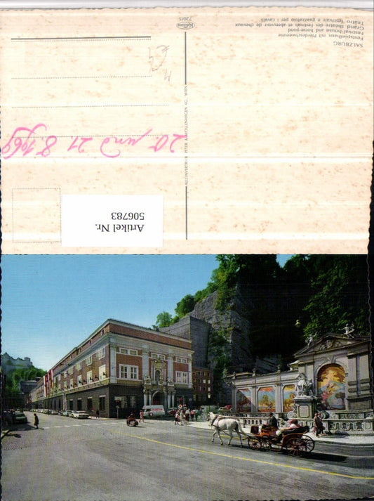 506783,Salzburg Festspielhaus m. Pferdeschwemme Kutsche Straßenansicht