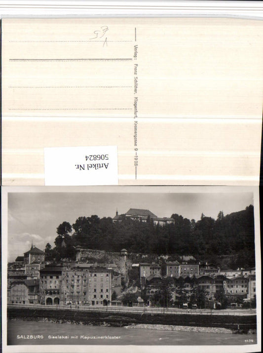 506824,Salzburg Teilansicht Giselakai m. Kapuzinerkloster pub F. Schilcher 1136