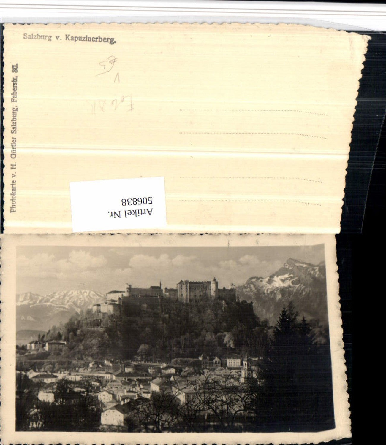 506838,Foto AK Salzburg Teilansicht m. Festung Bergkulisse pub H. Gürtler
