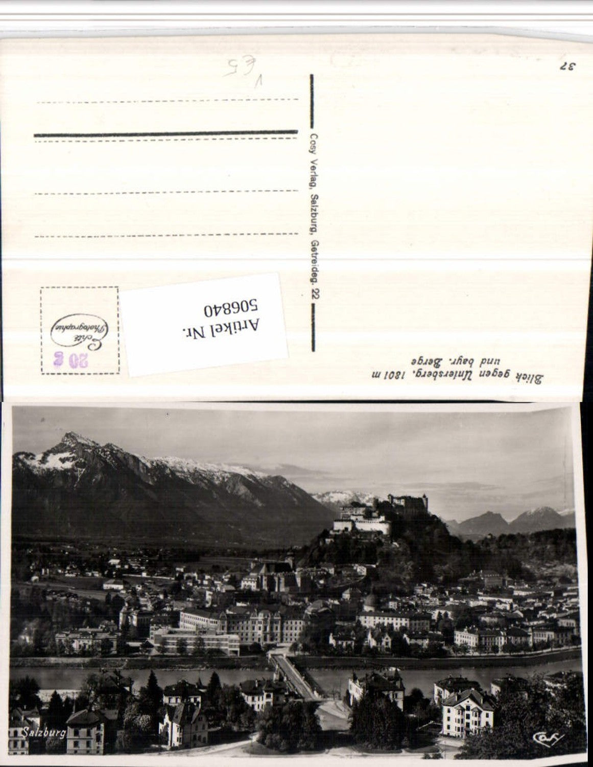 506840,Salzburg Totale m. Festung geg. Untersberg Bergkulisse pub Cosy