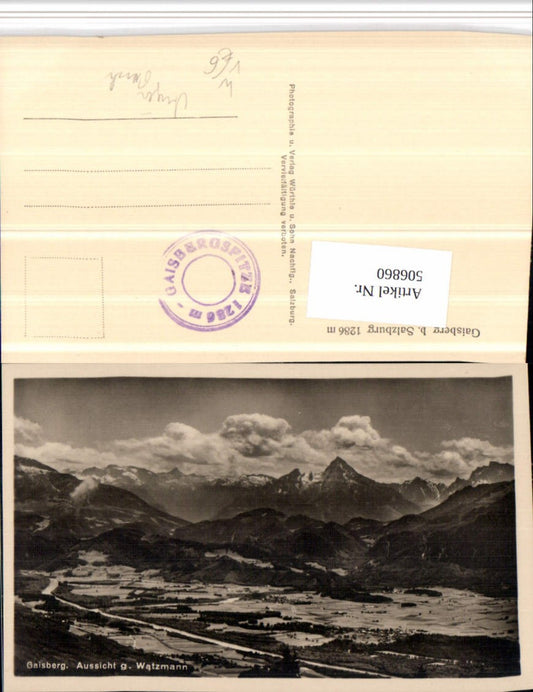 506860,Salzburg Gaisberg Aussicht geg. Watzmann Bergkulisse pub Würthle & Sohn