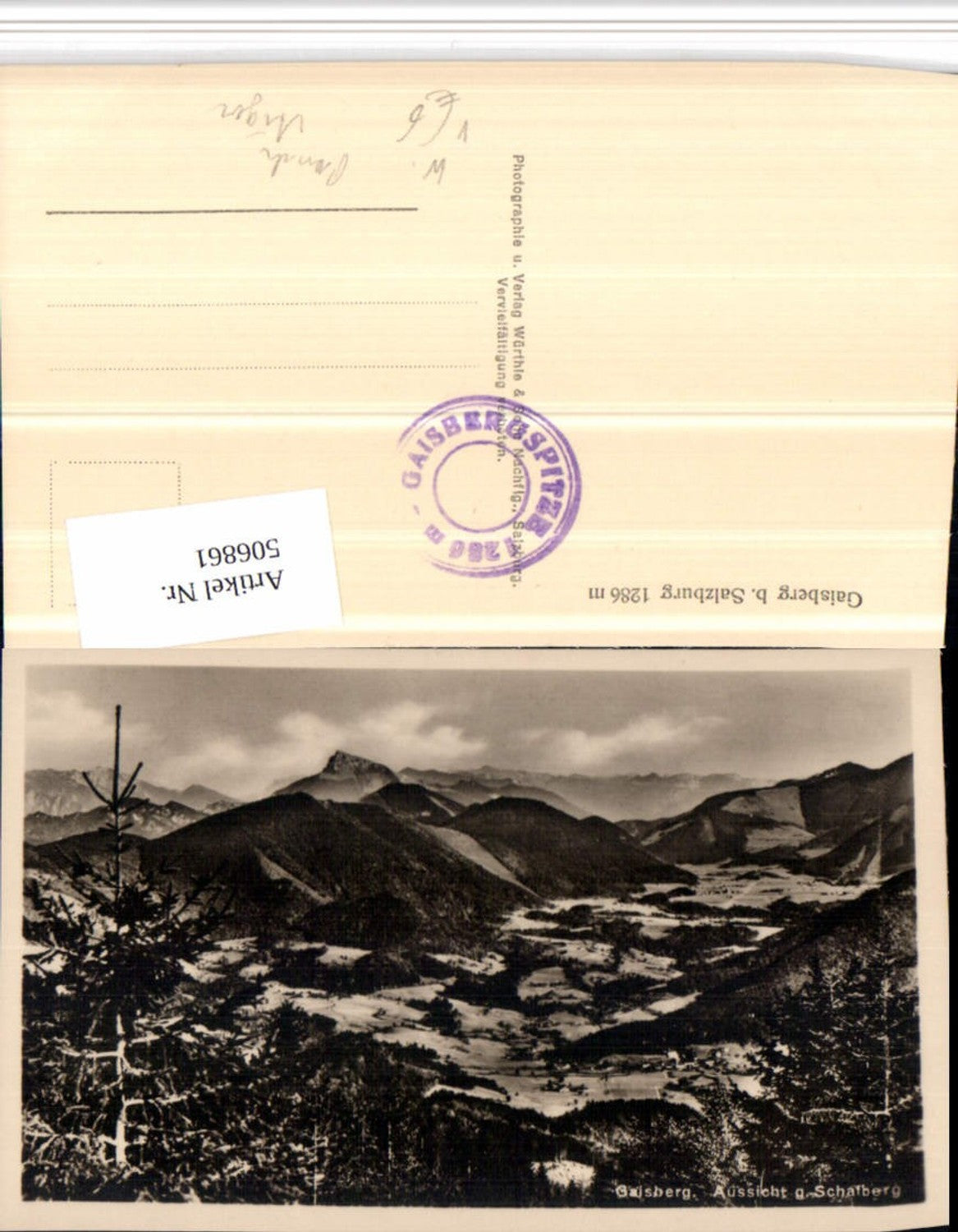 506861,Salzburg Gaisberg Aussicht geg. Schafberg Bergkulisse pub Würthle & Sohn