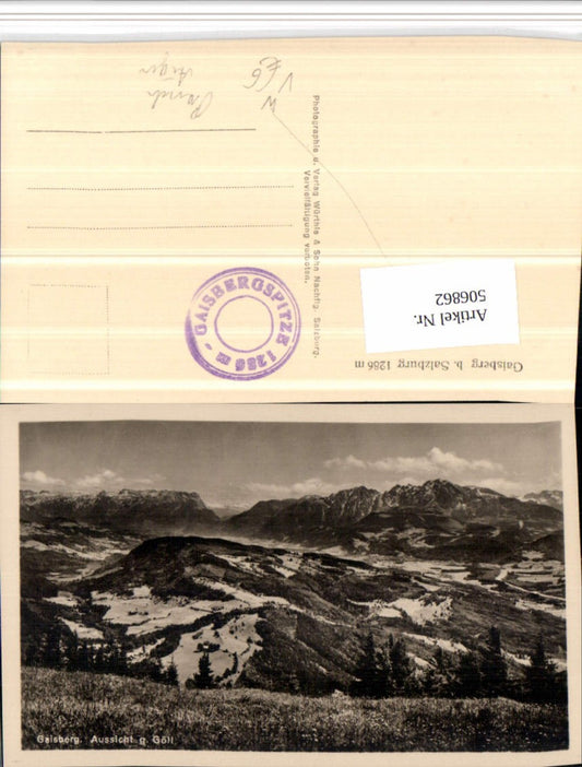 506862,Salzburg Gaisberg Aussicht geg. Göll Bergkulisse pub Würthle & Sohn