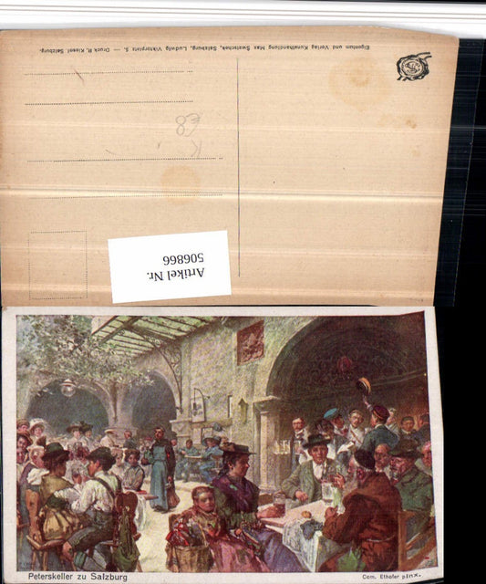 506866,Künstler AK Com. Ethofer Salzburg Peterskeller Gastgarten