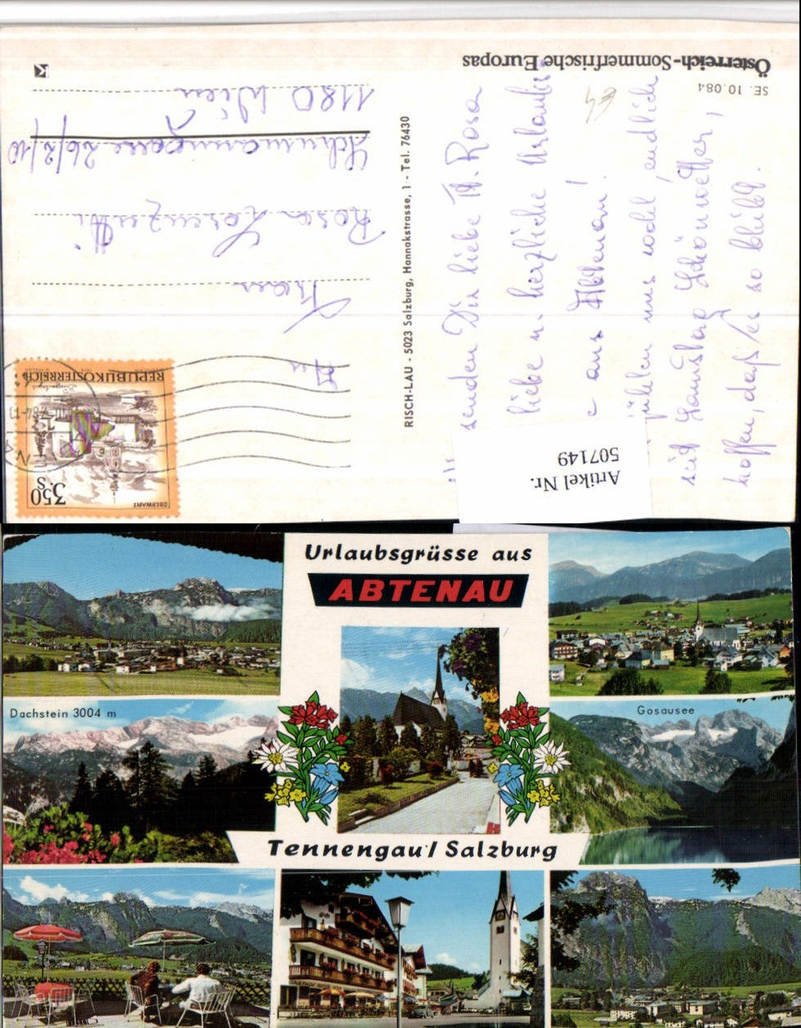 507149,Abtenau Totale Gosausee Kirche Mehrbildkarte pub Risch-Lau